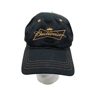 Budweiser Beer Baseball Hat Black Gold Logo Strapback 2005